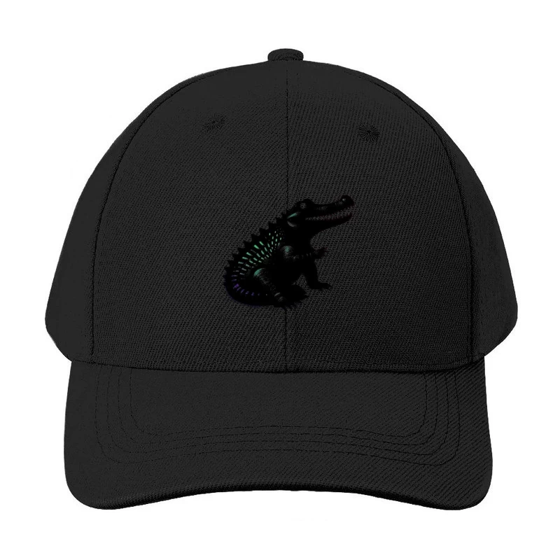 Cute Black Alligator Silhouette with Iridescent Details Baseball Cap