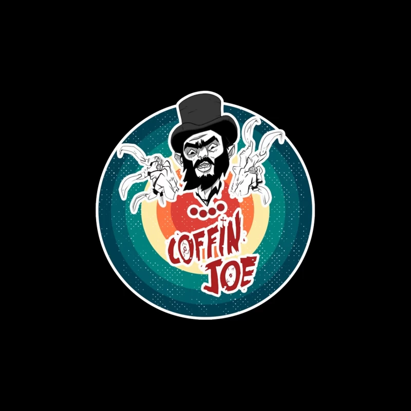 Coffin Joe: Retro Horror Logo with Bearded Character and Ghosts Tapestry