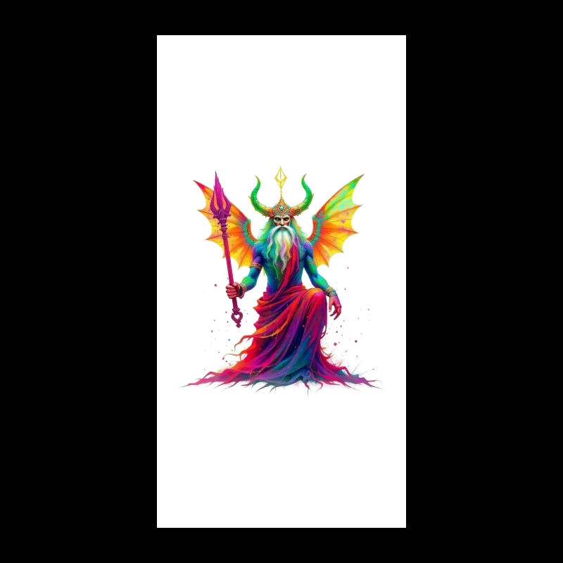 Rainbow-Hued Horned Deity with Dragon Wings iPhone Case