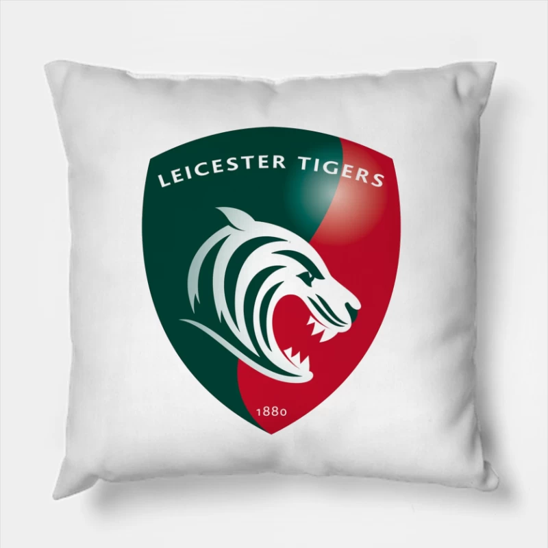 Leicester Tigers Rugby Club Official Logo Shield with Tiger Emblem Throw Pillow