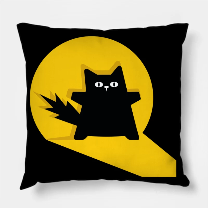 Bold Black Cat Spotlight Throw Pillow