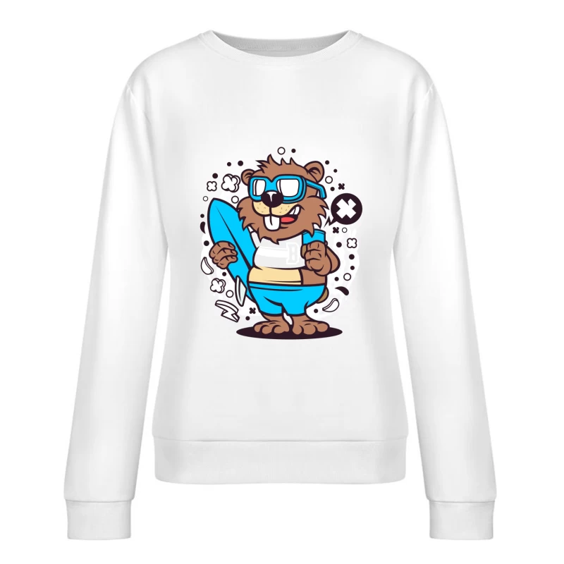 Castor surfeur avec lunettes Femme Sweat-shirt à enfiler