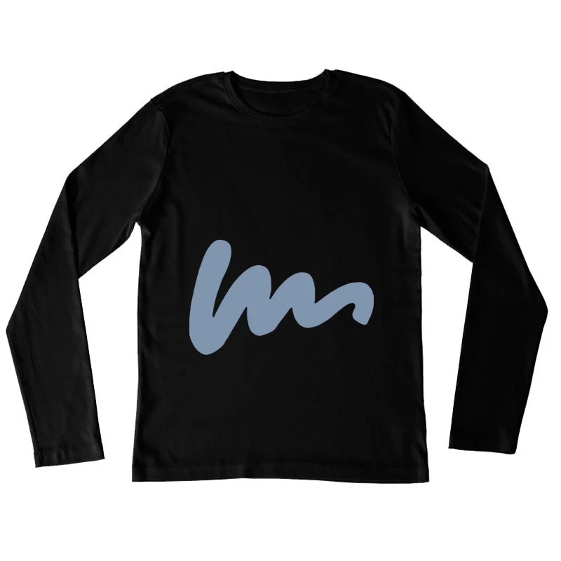 Wellenförmige Linie in Blau Damen Langarm T-Shirt