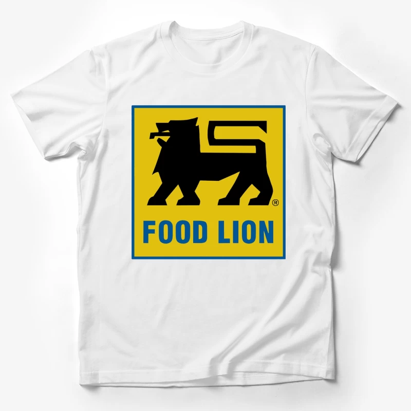 Food Lion Supermarket Chain Logo with Black Lion on Yellow Background Male T-Shirt