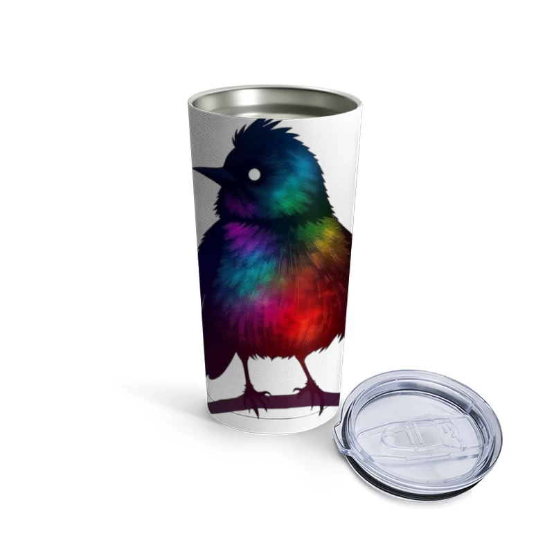 Rainbow Fantasy Bird Silhouette Art Travel Mug