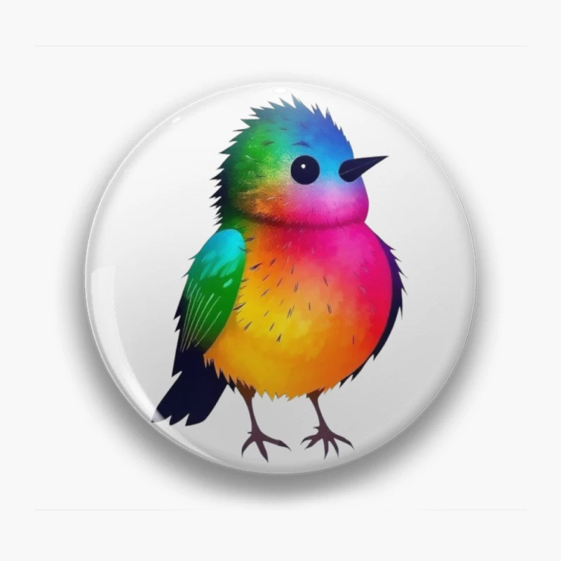 Vibrant Rainbow Bird Illustration Pin