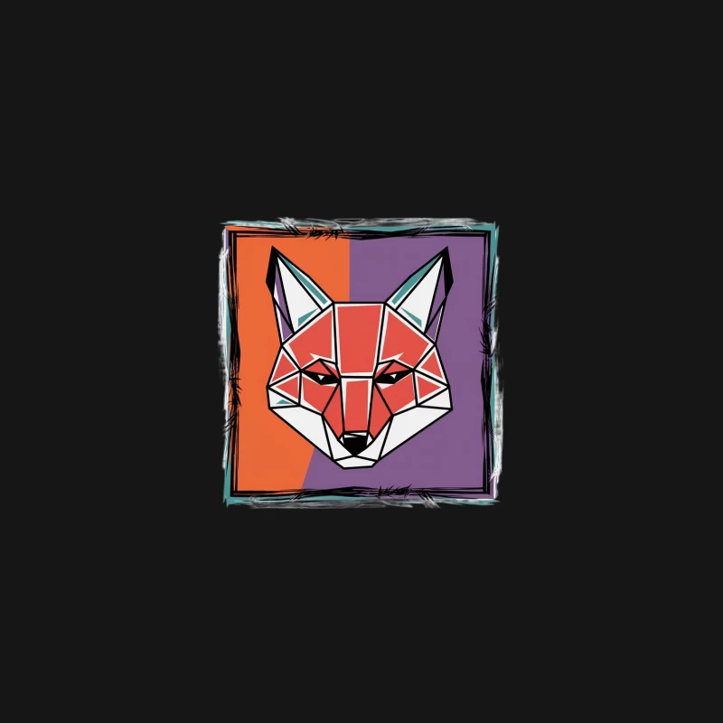 Geometric Fox Illustration: Modern Colorful Animal Art Desk Mat