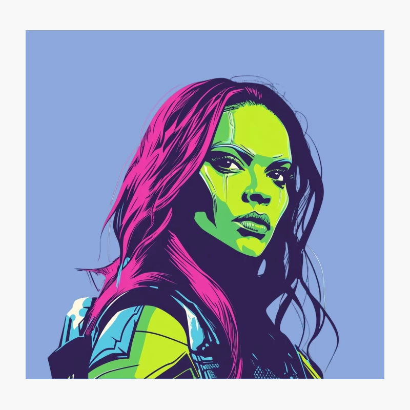 Vibrant Pop Art Portrait of a Woman with Neon Colors Throw Pillow