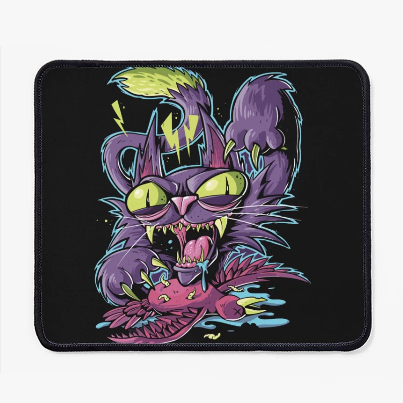 Angry Cartoon Cat Illustration Mouse Pad