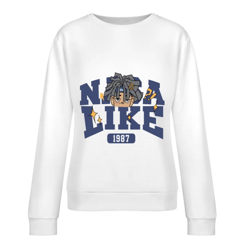 Cartoon-Kopf mit Schriftzug Damen Pullover Sweatshirt