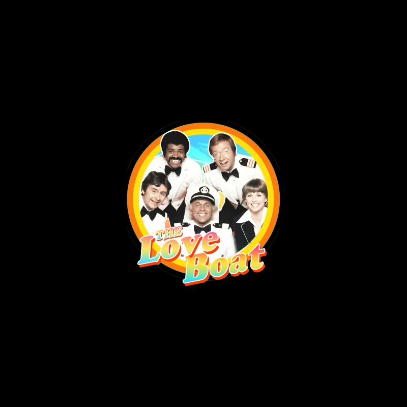 The Love Boat Classic TV Show Cast Promotional Image with Rainbow Circle Frame iPhone Case