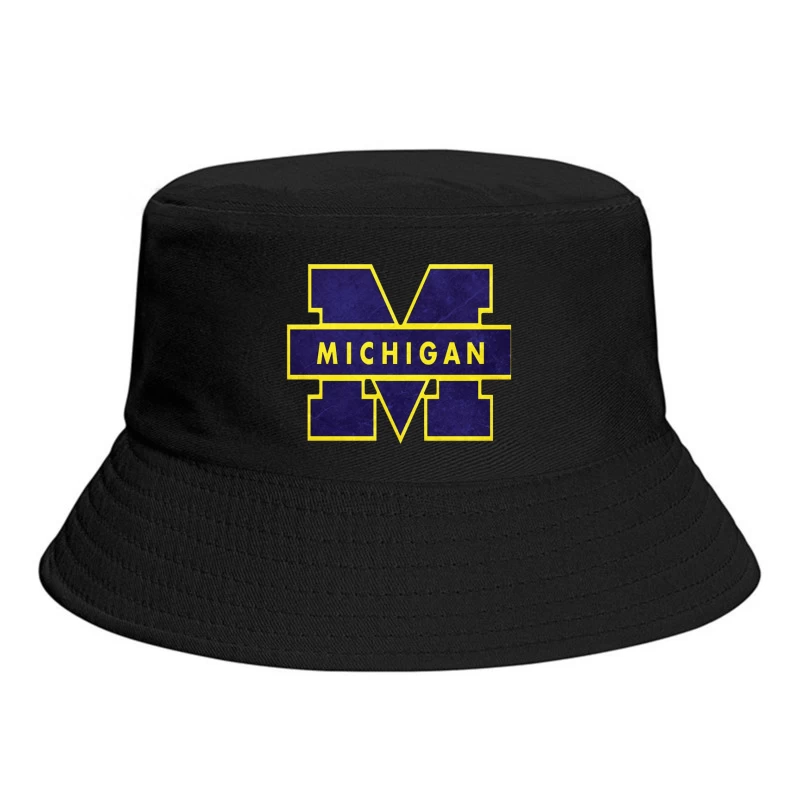 University of Michigan Athletic Block M Logo in Navy and Yellow Bucket Hat