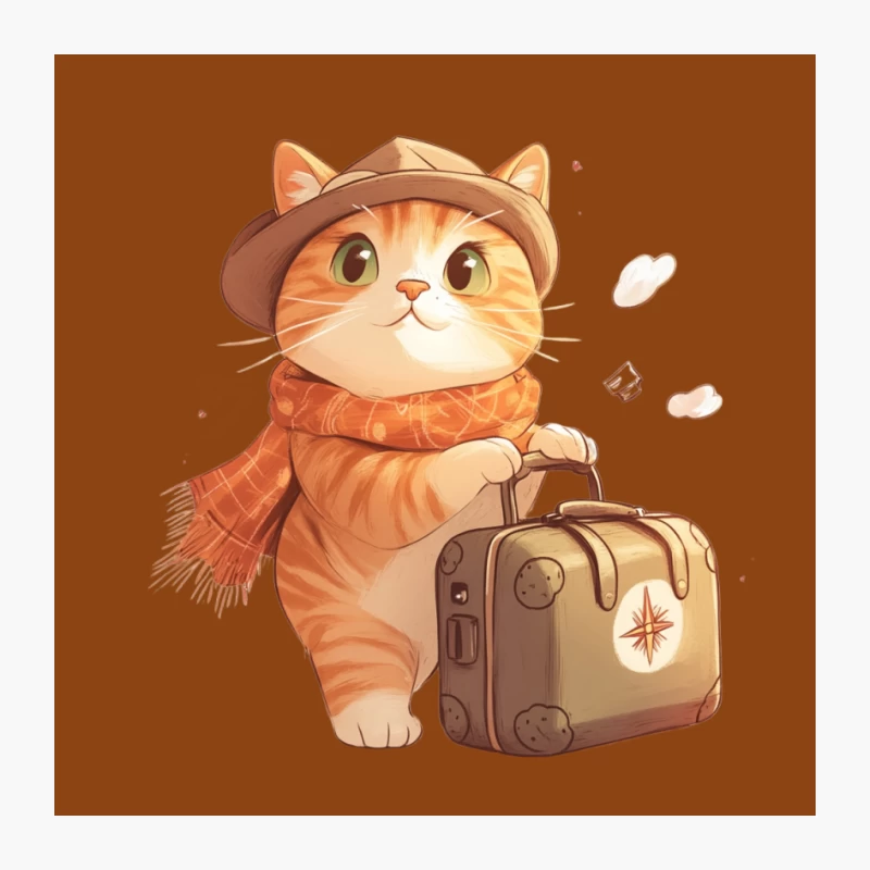Cute Cartoon Cat Ready for Adventure Pin