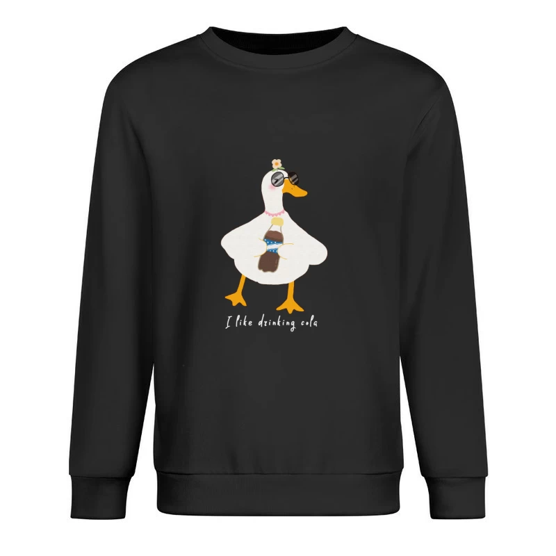 Lustige Ente mit Sonnenbrille und Cola Herren Pullover Sweatshirt