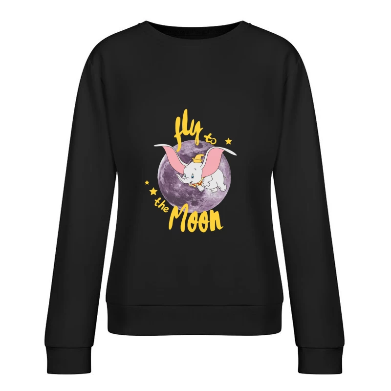 Flieg zum Mond mit dem fliegenden Elefanten Damen Pullover Sweatshirt