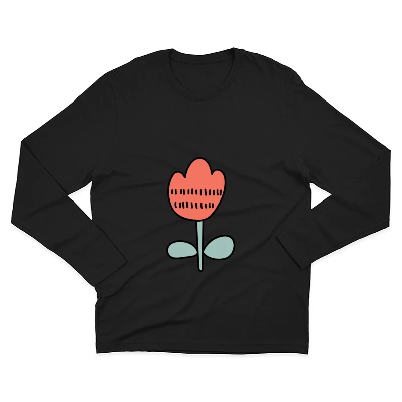 Fleur illustrée avec des motifs uniques Homme Manches Longues T-Shirt