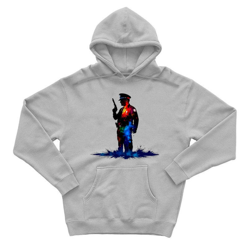 Artistic Watercolor Police Officer Silhouette Male Pullover Hoodie