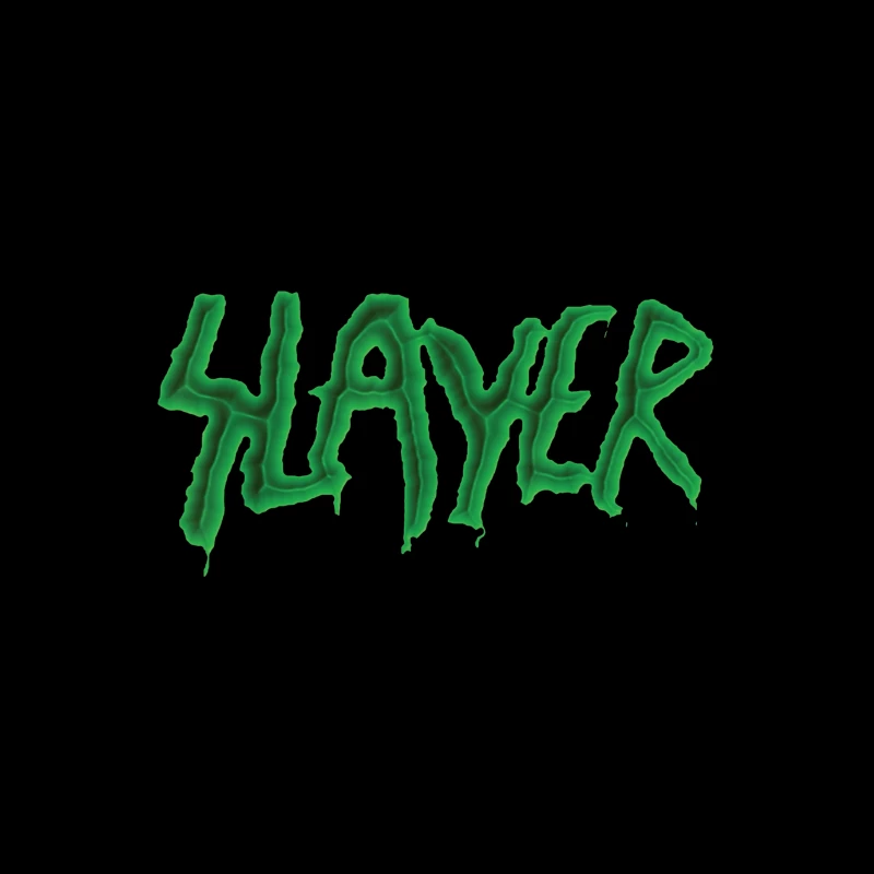 Green Horror-Style Dripping Text "SLAYER" Throw Pillow