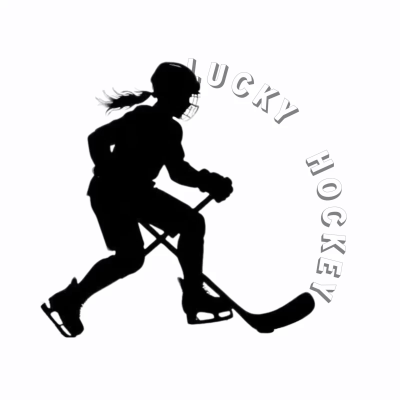 Female Hockey Player Silhouette in Action Throw Pillow