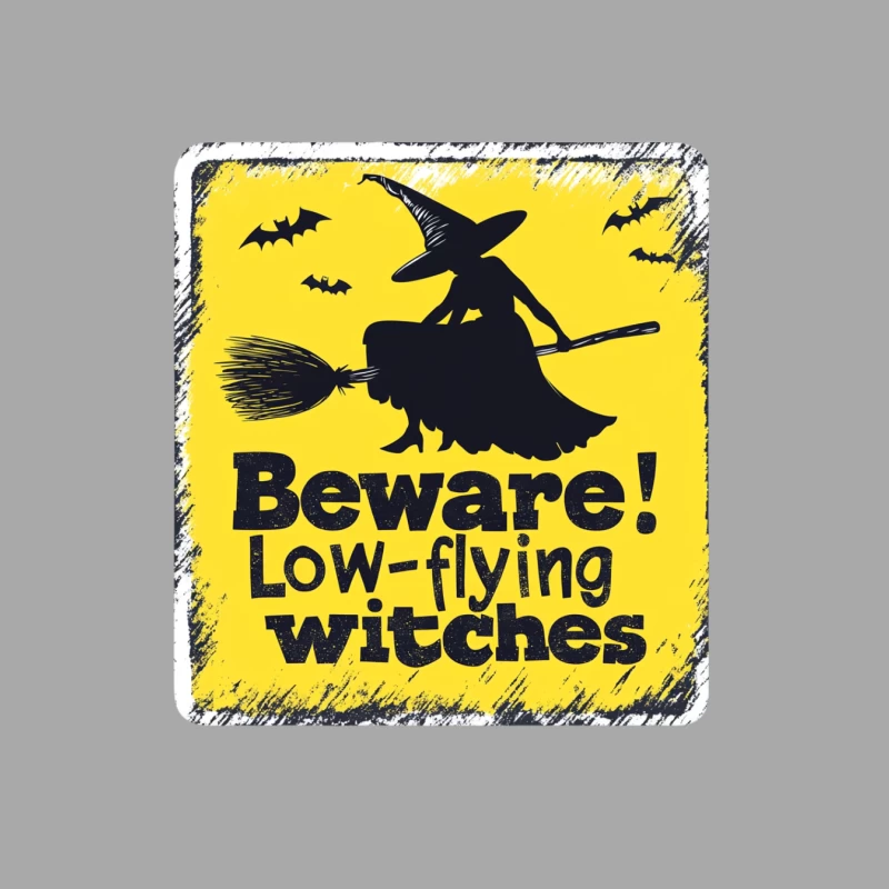 Humorous Halloween Warning Sign: Beware of Low-Flying Witches Female Pullover Hoodie