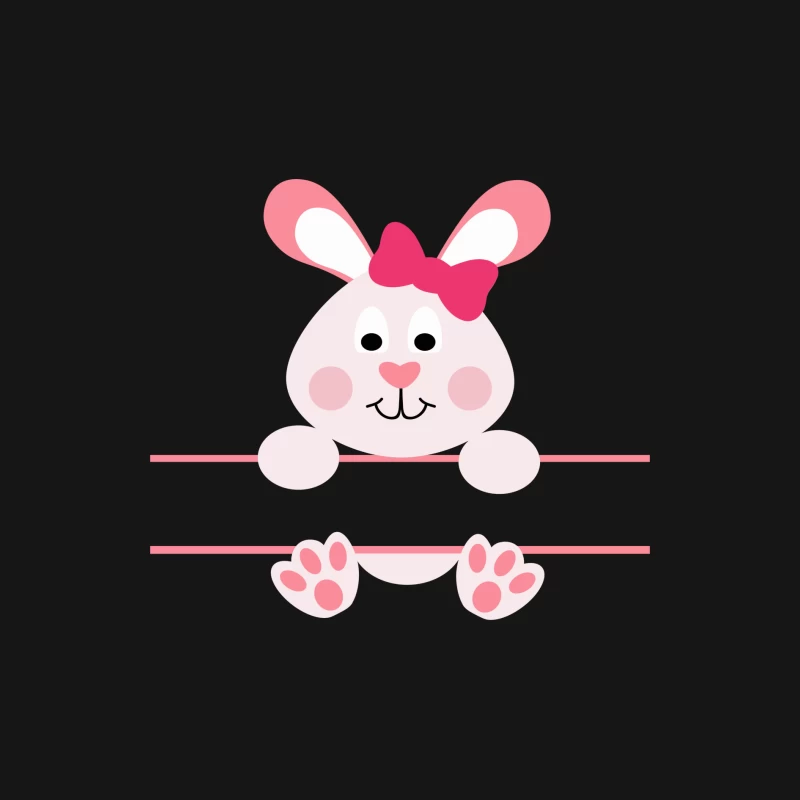 Lapin mignon avec nœud rose Homme Manches Longues T-Shirt