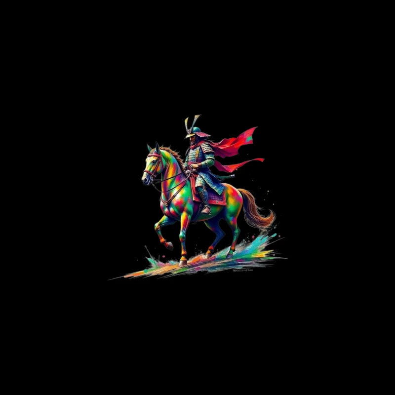 Colorful Samurai Warrior on Horse Desk Mat