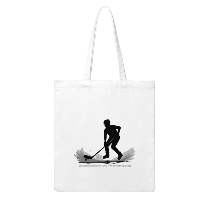 Dynamic Hockey Player Silhouette with Motivational Quote Cotton Tote Bag