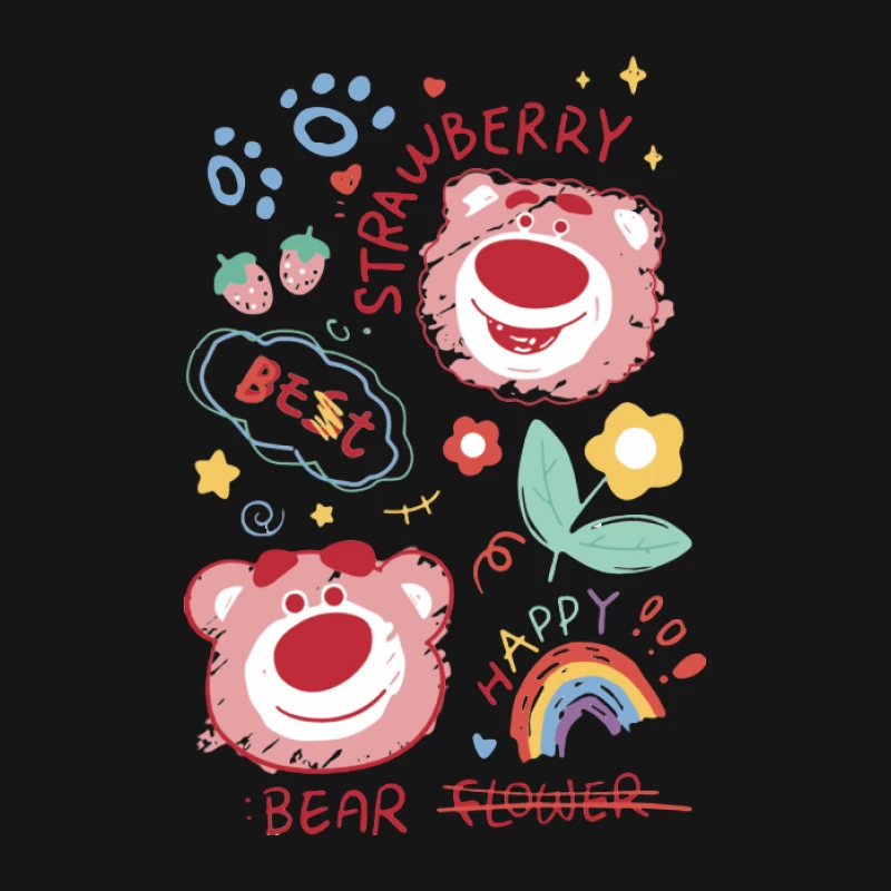 Bären und Erdbeeren Grafik Herren Langarm T-Shirt