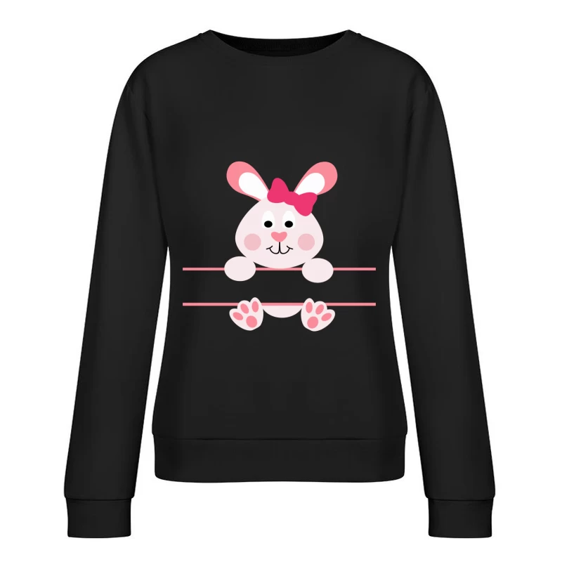 Lapin mignon avec nœud rose Femme Sweat-shirt à enfiler