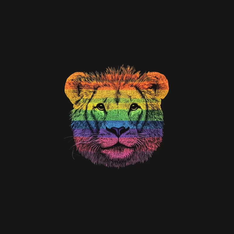 Rainbow Pride Lion: Colorful LGBTQ Artwork Illustration Desk Mat