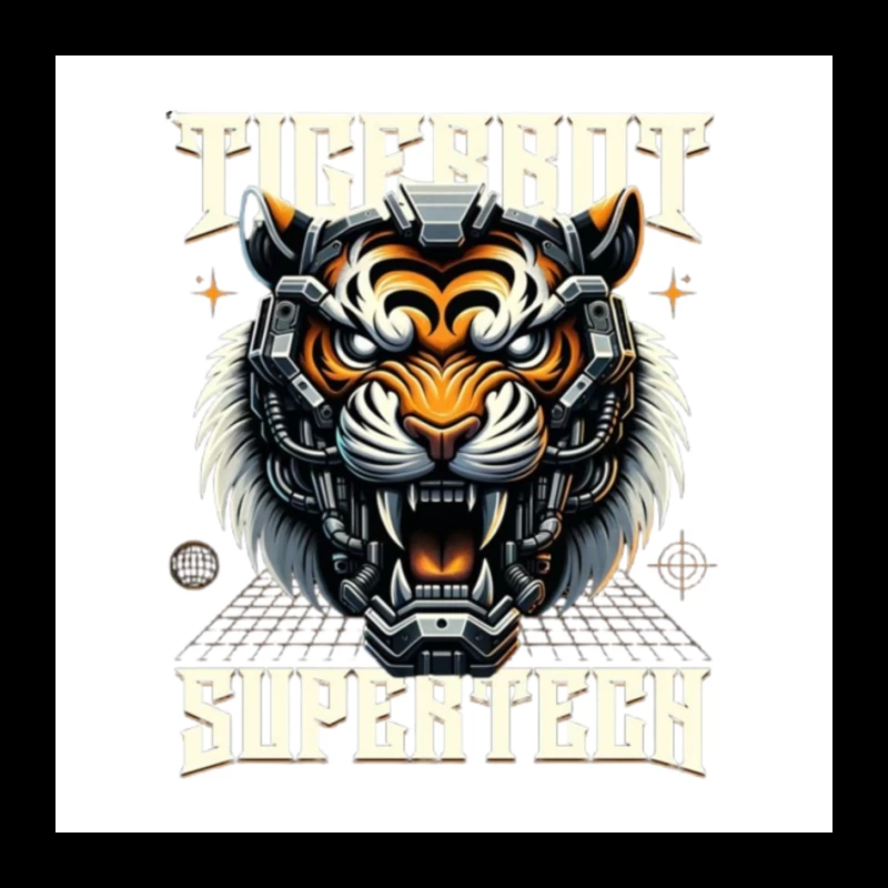 Cybernetic Tiger Head with Futuristic Tech Enhancement Pin