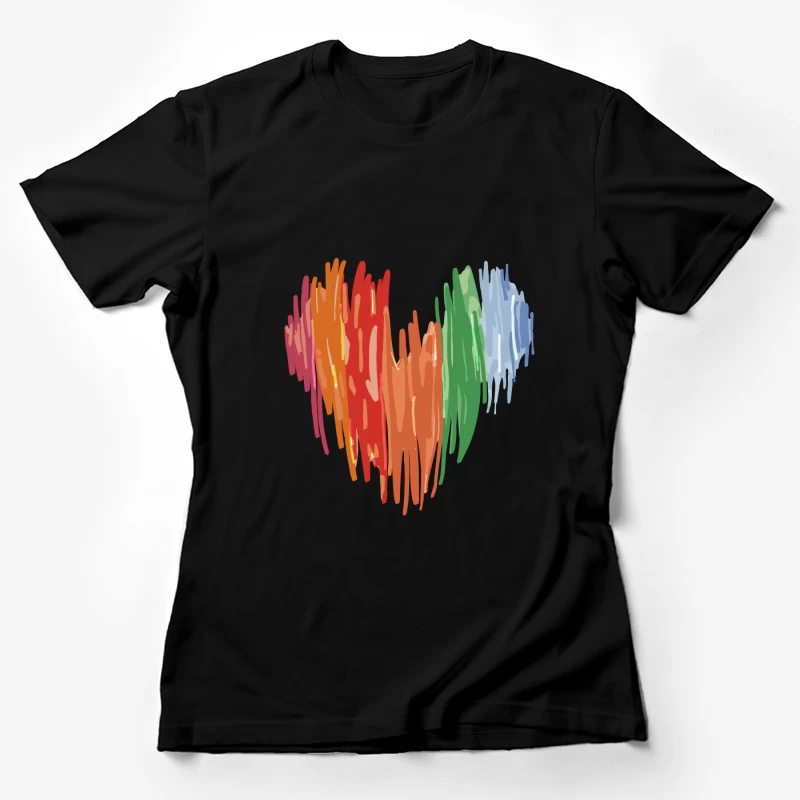 Abstraktes Regenbogen-Herz Damen T-Shirt