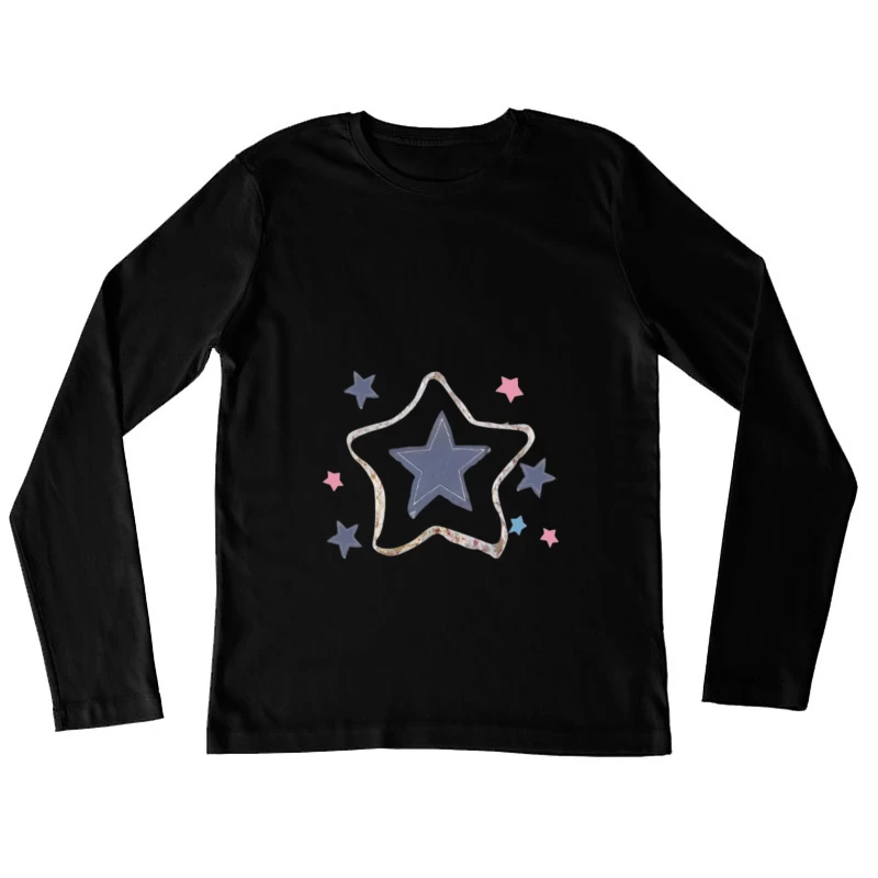 Design di stelle colorate Maglietta maniche lunghe Donna