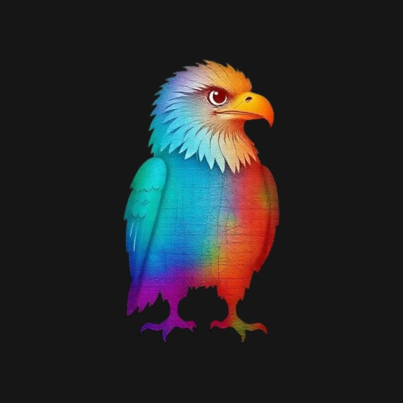 Rainbow-Colored Eagle Fantasy Digital Illustration Mouse Pad