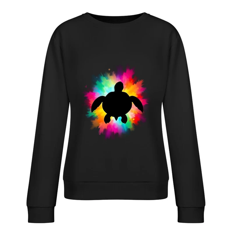 Colorful Turtle Silhouette Art Female Pullover Sweatshirt