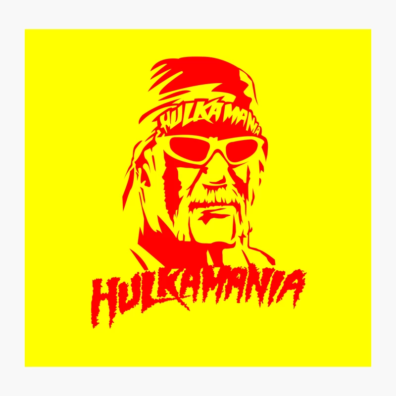 Iconic Red and White Graphic of Hulk Hogan's Hulkamania Throw Pillow