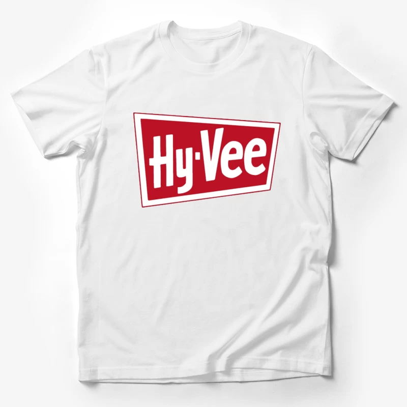 Hy-Vee Supermarket Chain Logo in Red and White Male T-Shirt