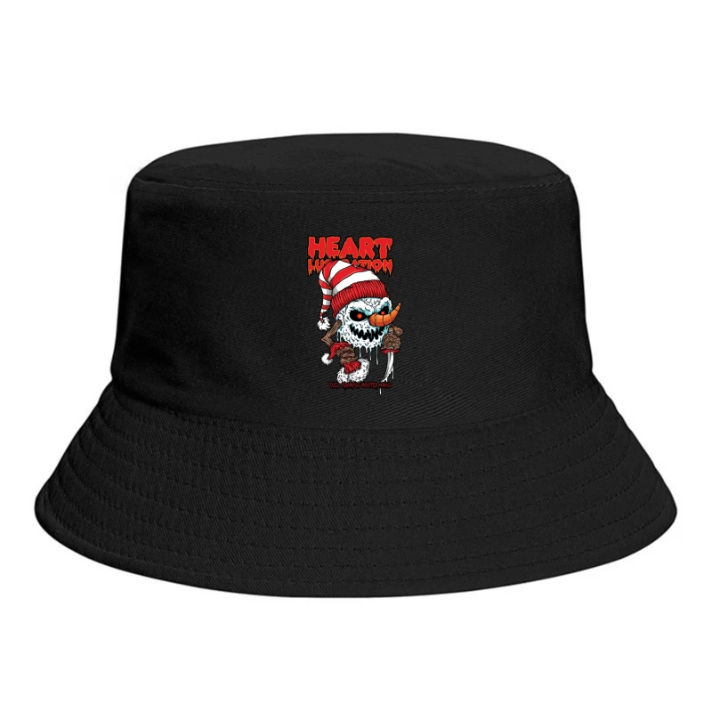 Horror Christmas Snowman with Krampus Theme Bucket Hat