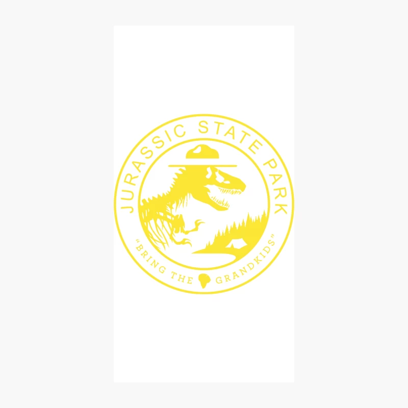 Jurassic State Park: Yellow Circular Emblem with T-Rex and Ranger Hat iPhone Case