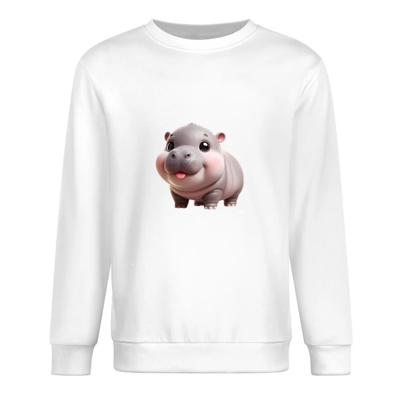 Adorable bébé hippopotame en dessin animé Homme Sweat-shirt à enfiler
