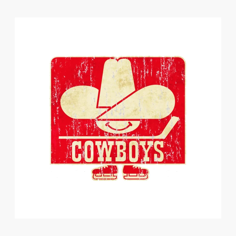 Vintage Cowboys Sports Team Logo in Red and White Throw Pillow