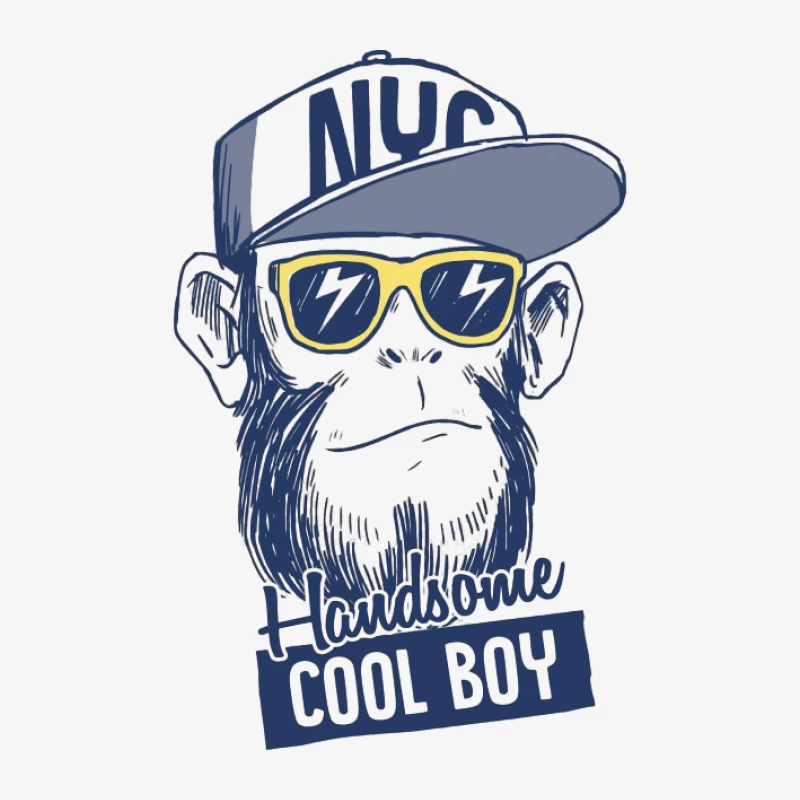 Kühler Affe mit NYC-Mütze Herren Langarm T-Shirt