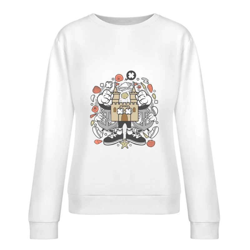 Château animé et éléments marins Femme Sweat-shirt à enfiler