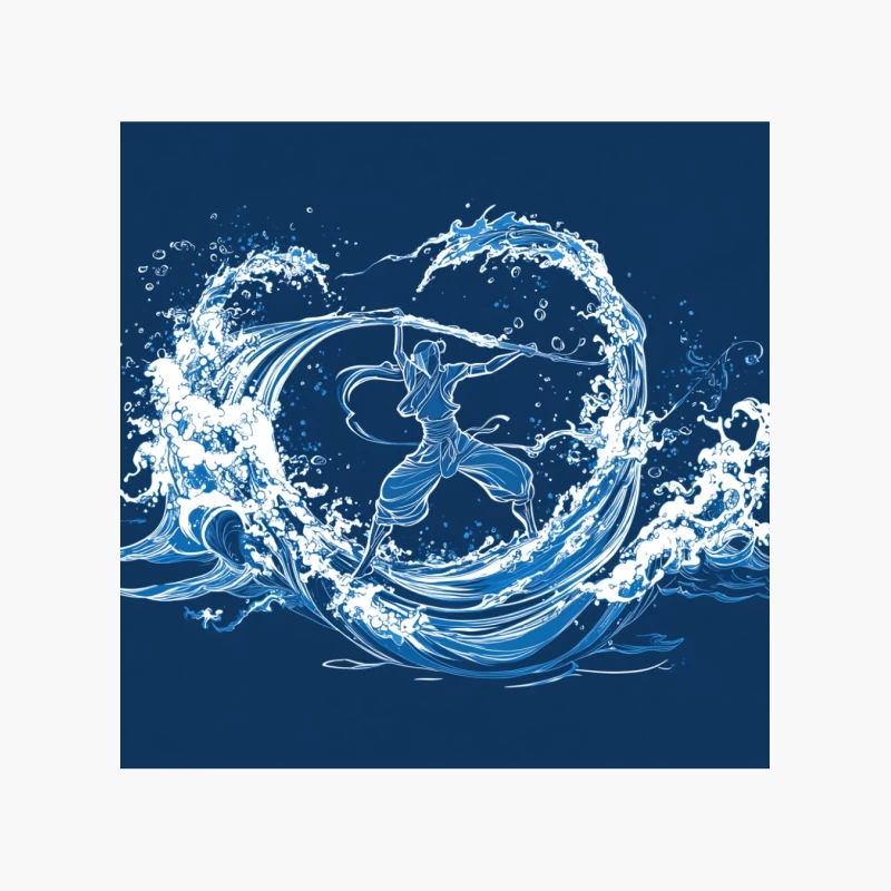 Water Bending Avatar: Dynamic Fantasy Illustration Cotton Tote Bag