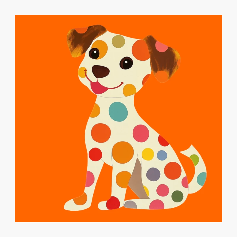 Cute Polka Dot Cartoon Puppy Illustration Pin