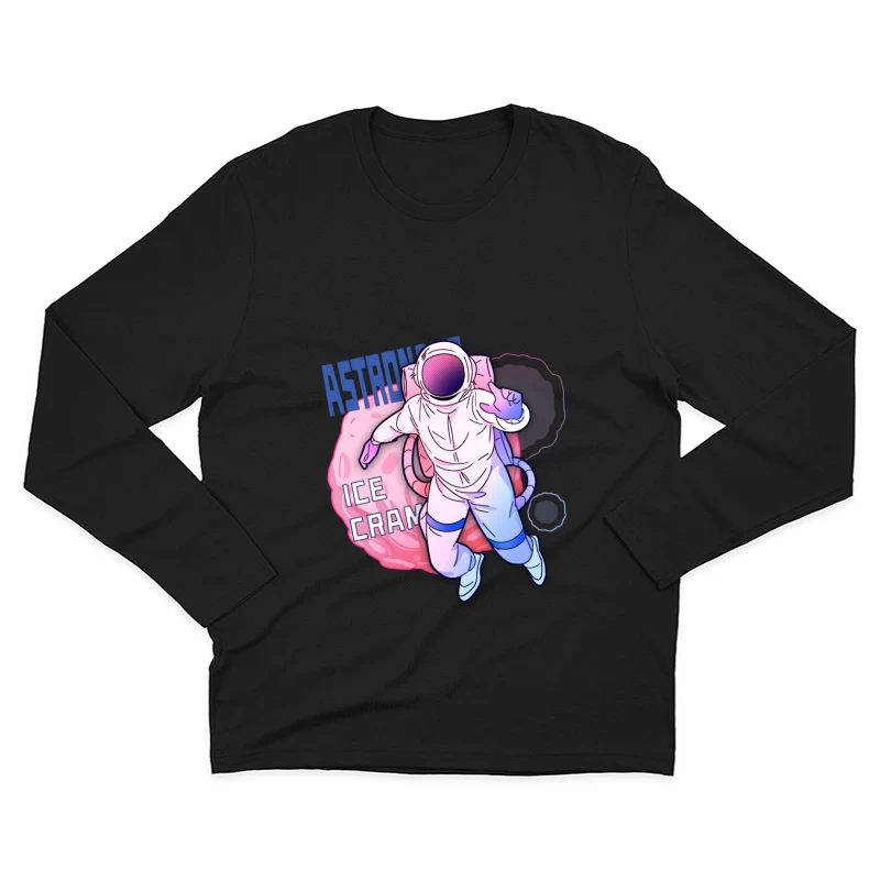 Astronaut genießt Eis im Weltraum Herren Langarm T-Shirt