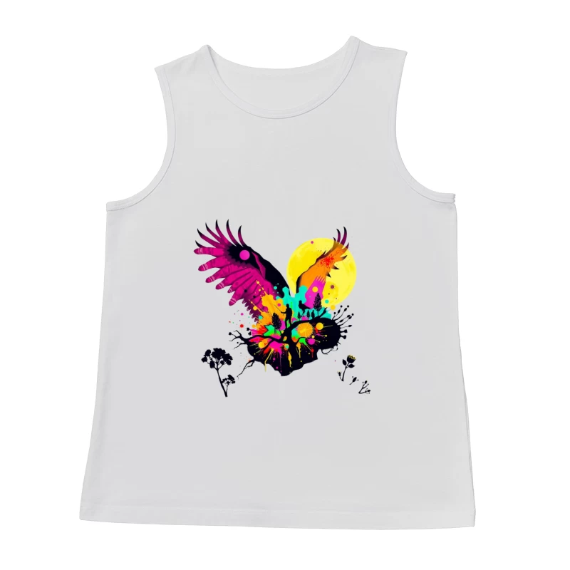 Vibrant Abstract Eagle Silhouette Under Moonlight Male Tank Top