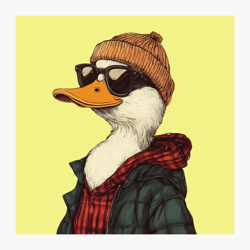 Hipster Duck in Winter Attire Pin