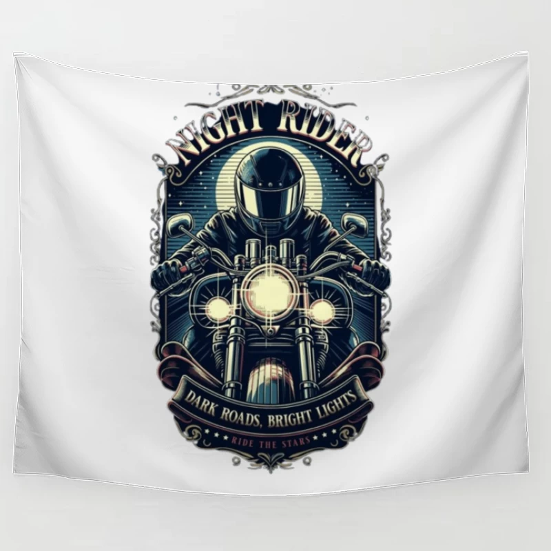 Vintage Night Rider Motorcycle Badge Design Tapestry