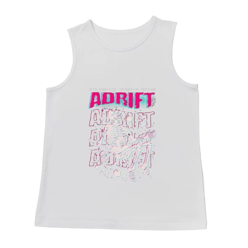 Adrift Skeletal Typography Design in Retro Punk Style Male Tank Top